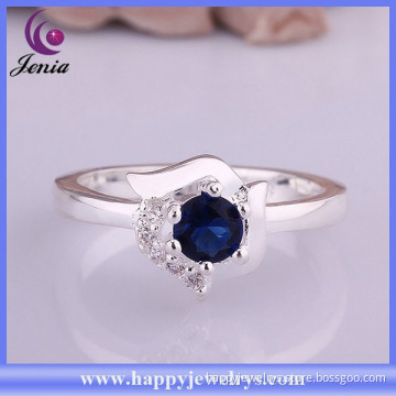Elegant wedding ring design bling blue zircon cheap 925 silver ring ( CR380)